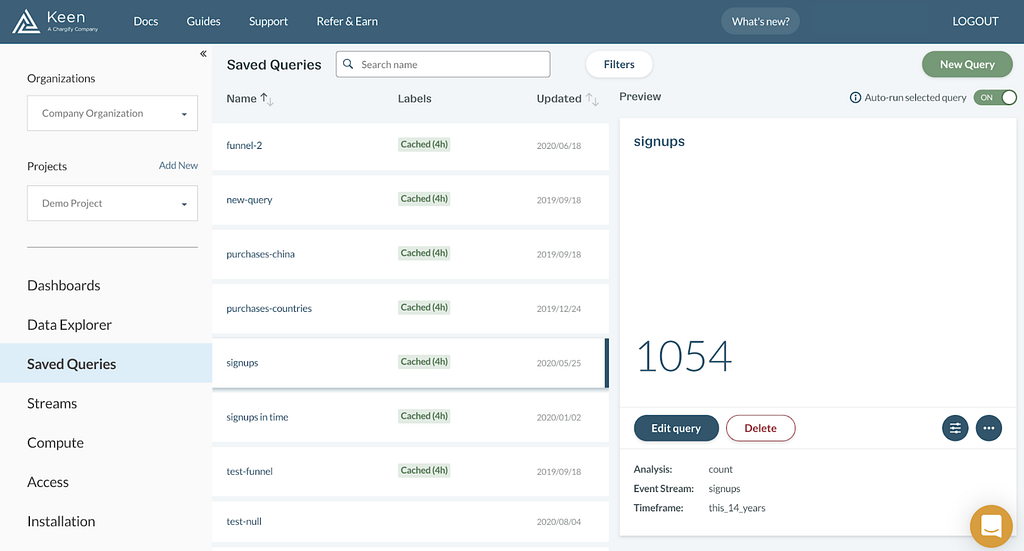 New View for Managing Saved Queries