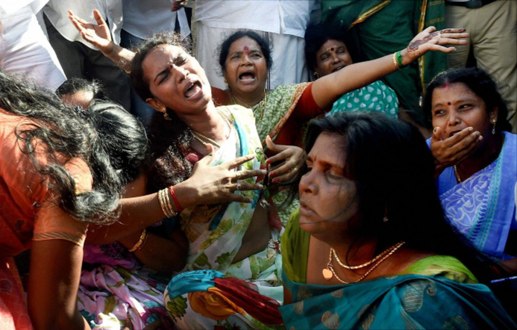 Some group of women in Tamil Nadu mourn the imprisonment of Jayalalitha