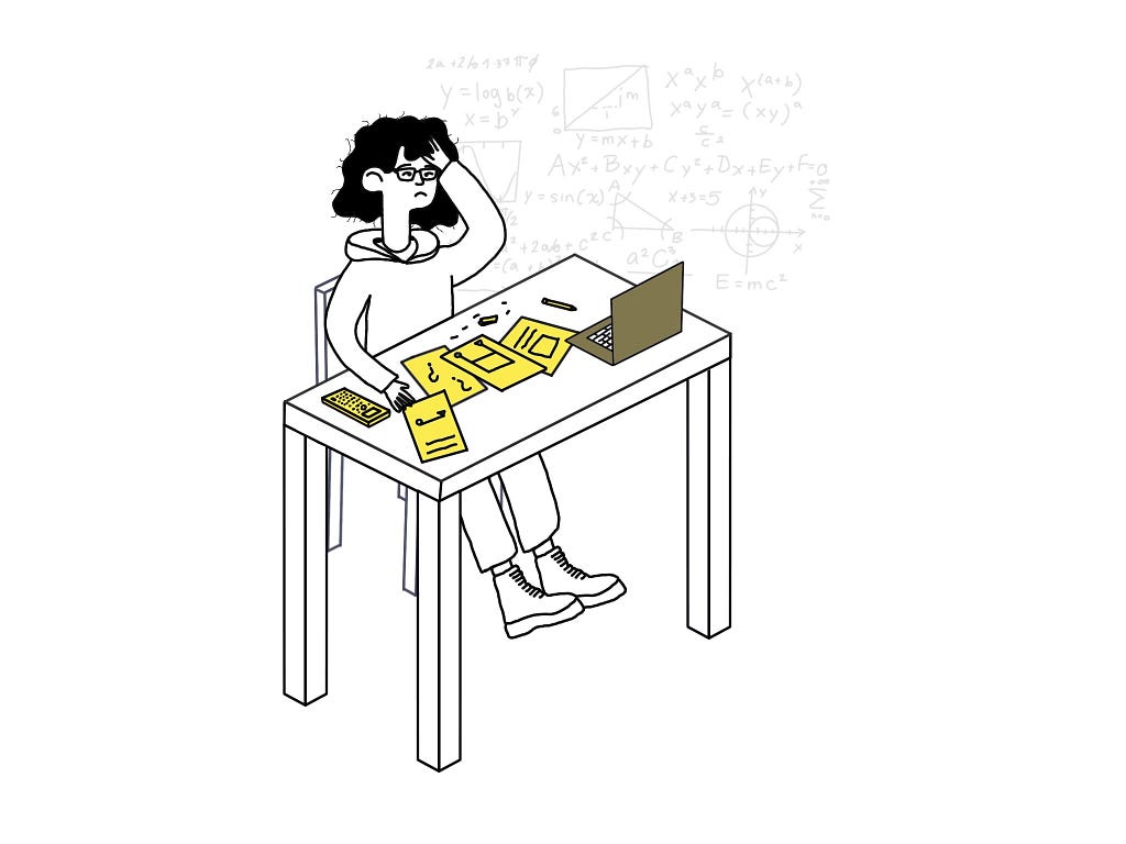 Cartoon of a person frustrated at their desk