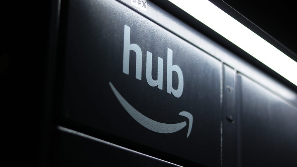 Amazon Hub Locker being shown.