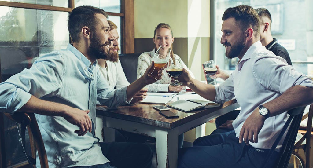 Squad members socializing after work