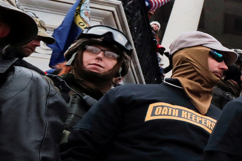 Photo of leaders of domestic terror group, Oath Keepers during Jan 6 mob invasion of the US Capitol