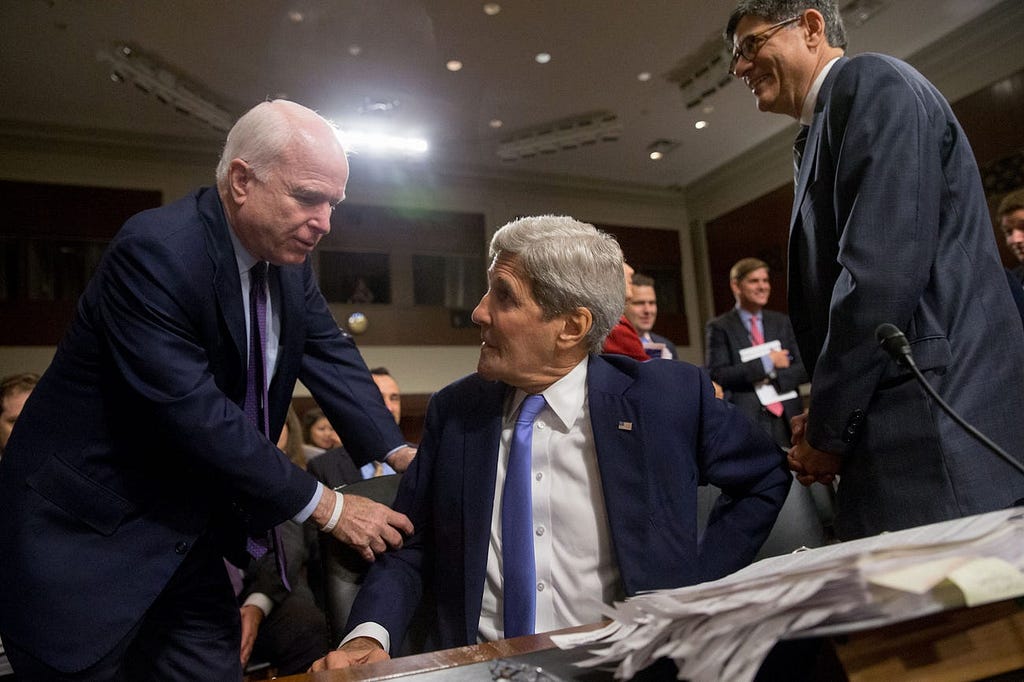 Sens. John McCain of Arizona and John Kerry of Massachusetts.