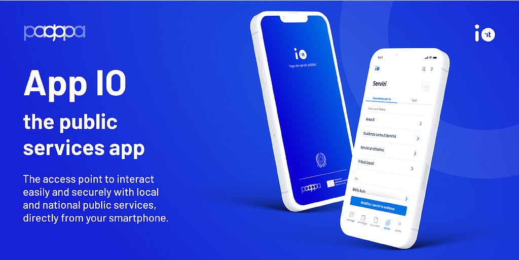A visual of the IO App, the public services app. It’s the access point to interact easily and securely with local and national public services, directly from your smartphone.
