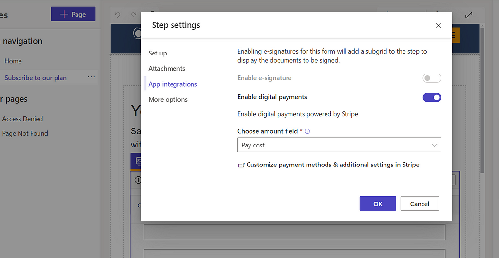 ALT TXT: An image showing the digital payment in Power Pages.