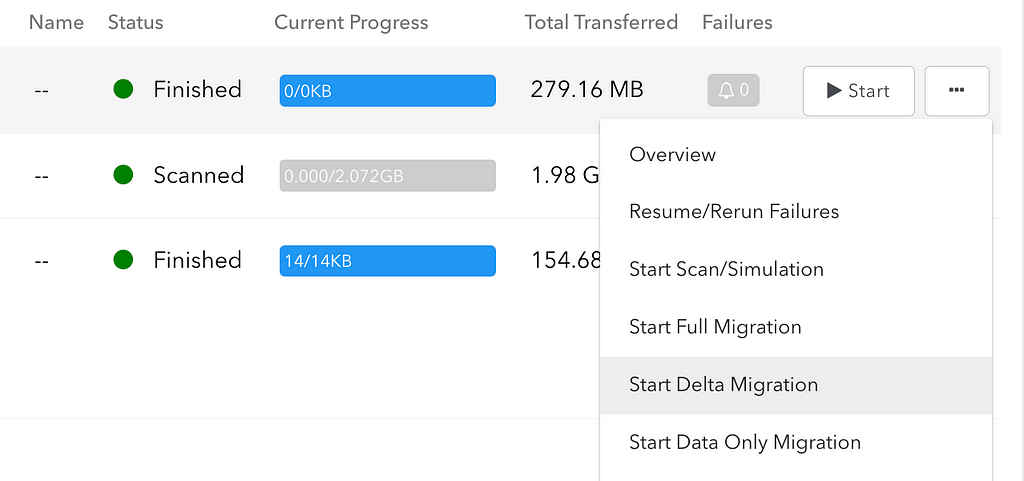 Delta Migrations in Movebot