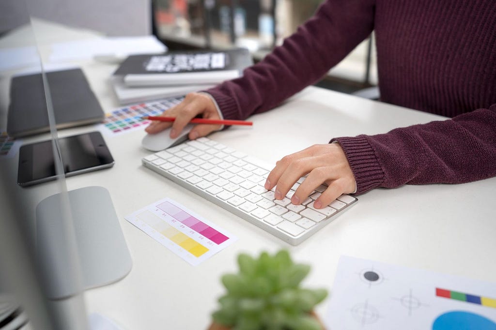 designer working on her computer