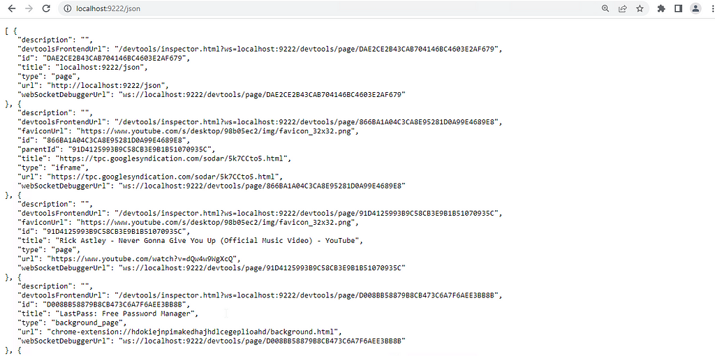 Information From /json HTTP Endpoint