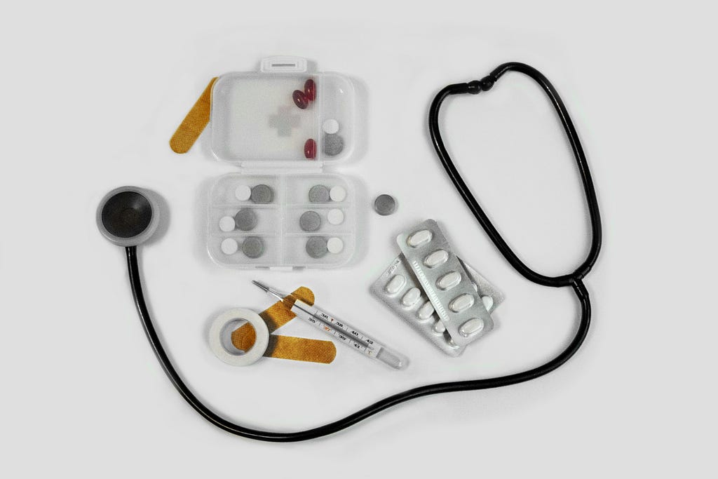 medicines with stethoscope
