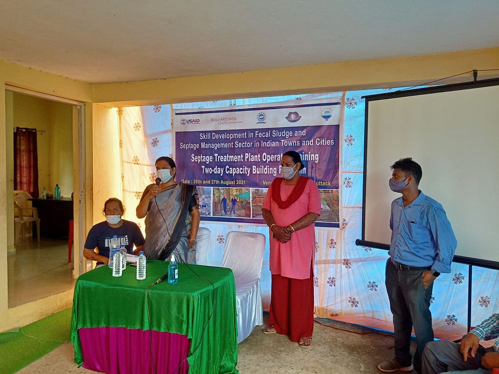 USAID host a training for transgender self-help group members on fecal sludge and septage management in Cuttack, India.
