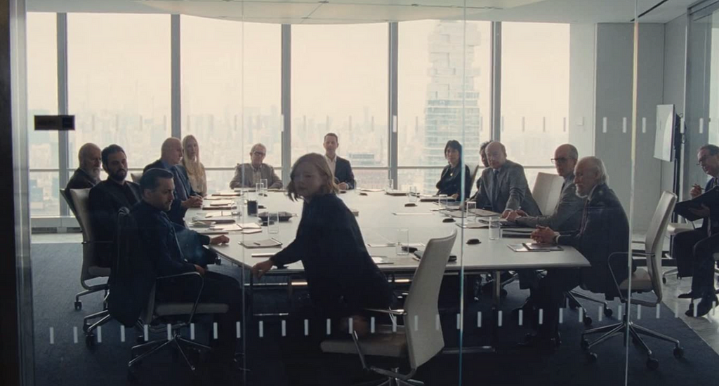 Scene from TV show Succession in a boardroom.