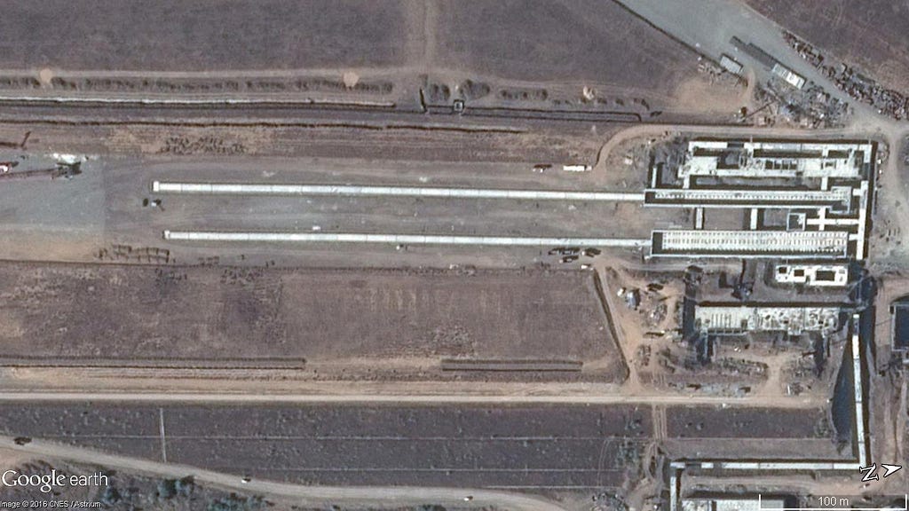 A satellite photo of Huangdicun taken in October 2015, demonstrating the progress from the September