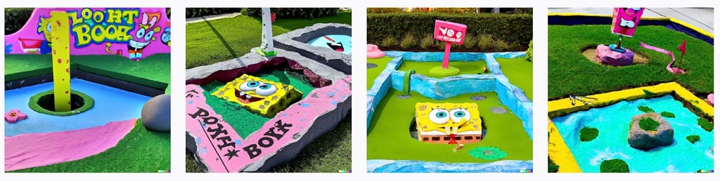 images generated by OpenAI’s DALL·E 2 of SpongeBob themed holes