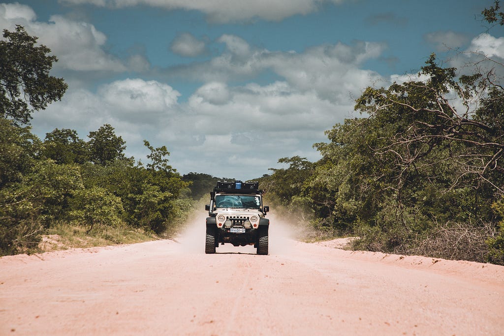 jeep on dirt road