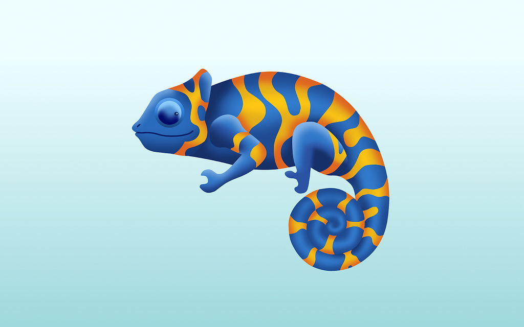 A 3D looking chameleon with shadows and highlights
