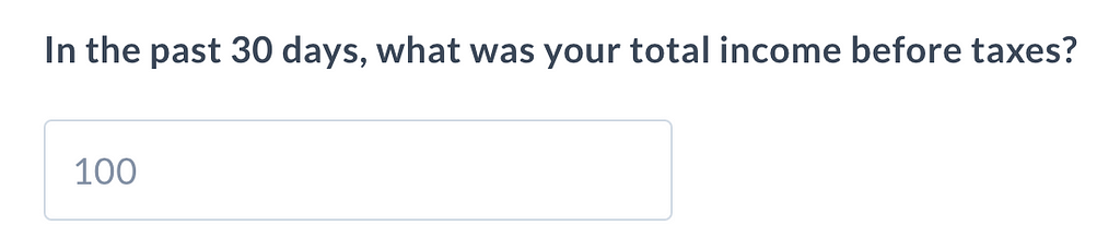 Question about income with a form field below