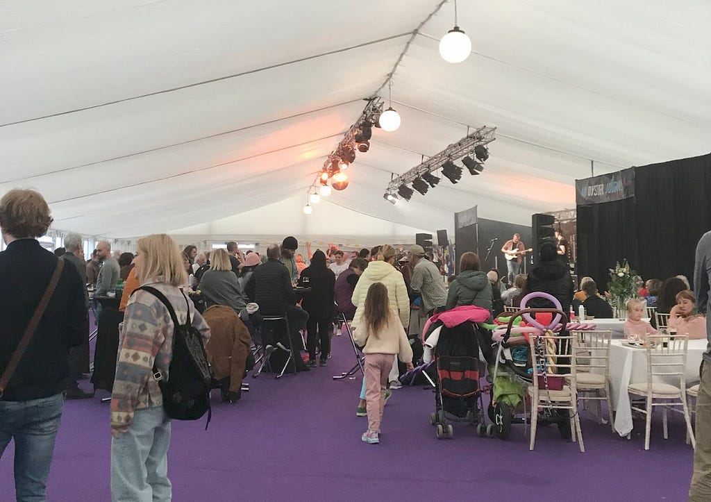 Bustling crowd in the oyster festival