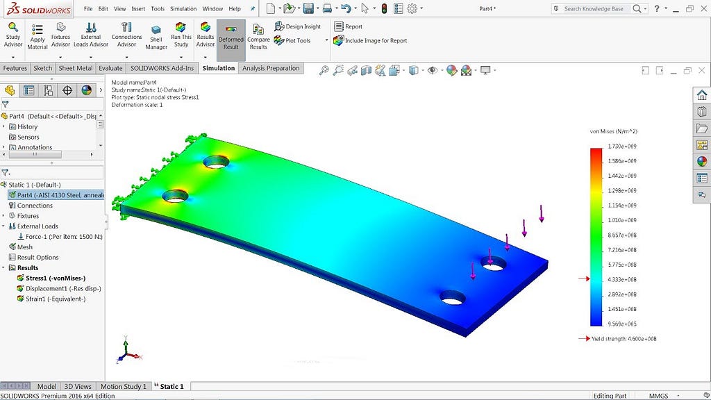 Solidworks: Static Simulation Study