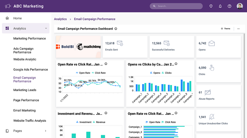 Email Campaign Performance dashboard