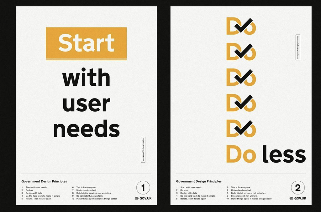 GDS Posters: “Start with user needs” and “Do less”