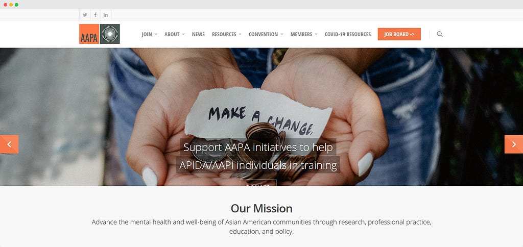 Dr. Stephanie N. Wong shares Asian-American Psychological Association website. AAPA is focused on the education and training of Asian-American psychologists, and committed to Asian-American mental health issues