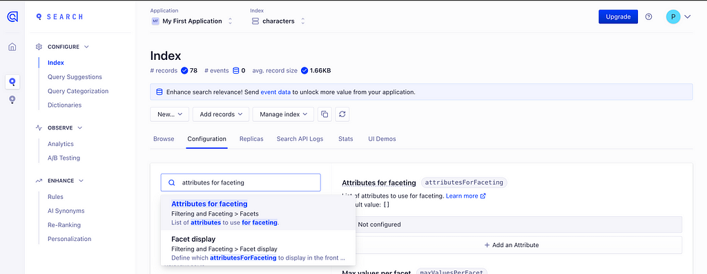 Algolia: Adding a Refinement List