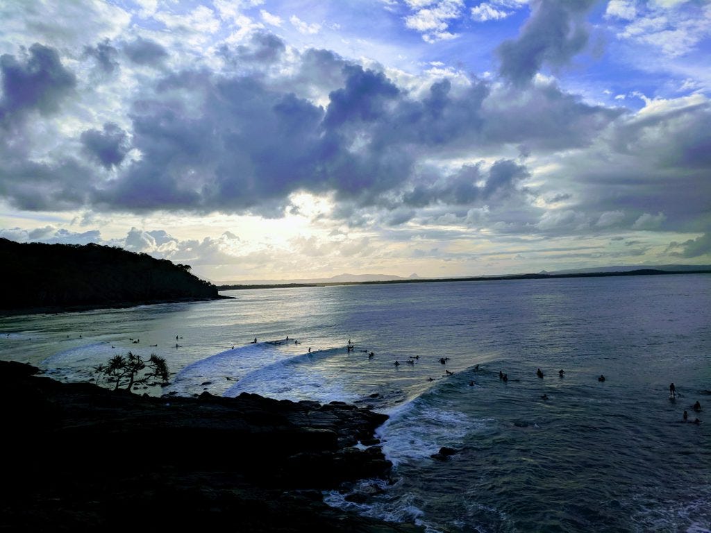 Surfing the breaks at Noosa Heads