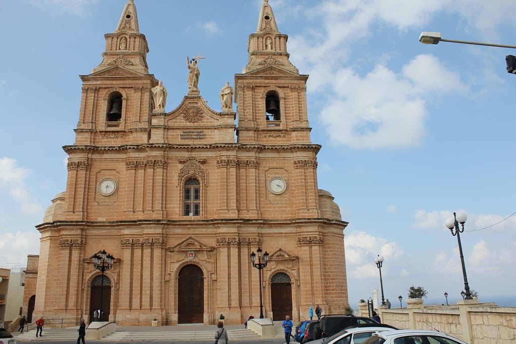 front of parish church of mellieha malta