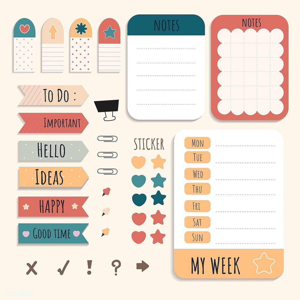 Cute sticky note papers printable set free image by / Chayanit สติกเกอร์, แพลน