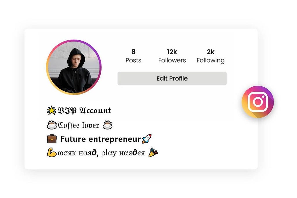 Instagram VIP Bio Stylish Font for Boy