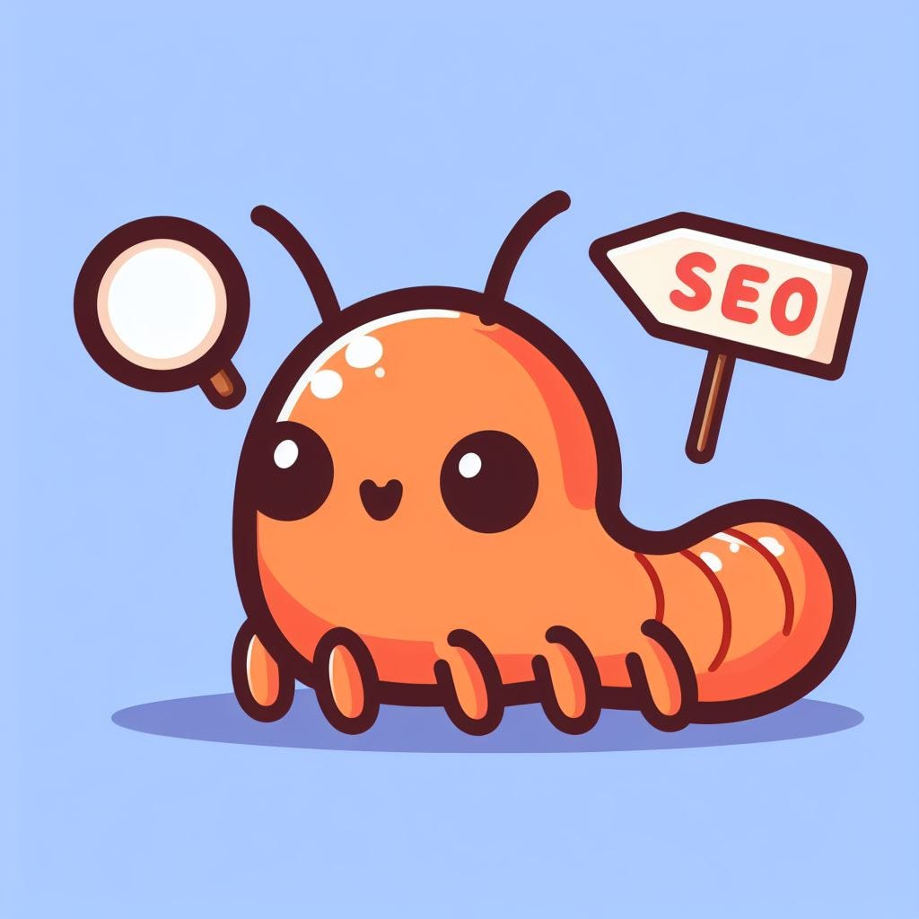 a picture of a cute worm carrying a shield saying “Parasite SEO”