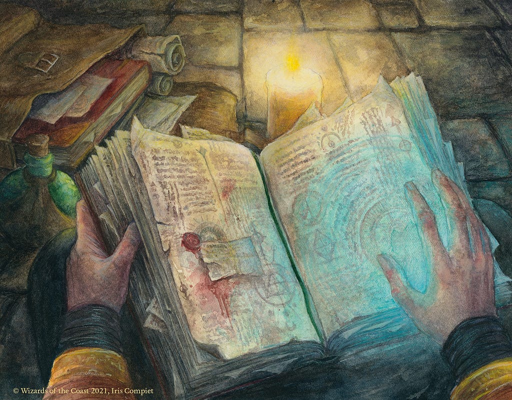 A wizard’s spellbook . The Arcane magic within just as mysterious as the mathematical magic within textbooks!