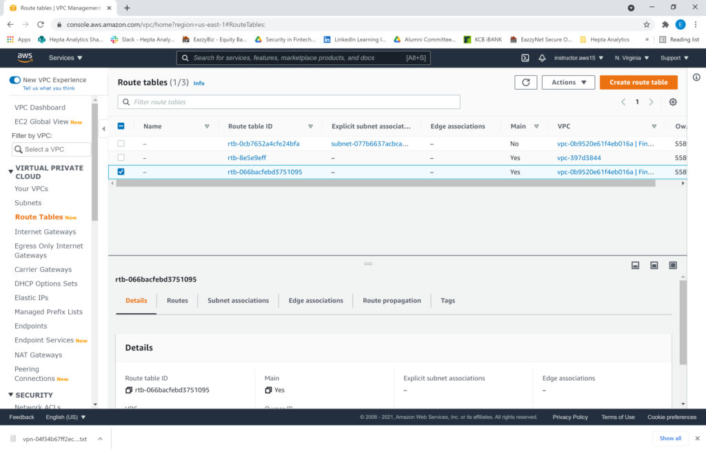 Edit AWS VPC Route table for S2S VPN Static Routing