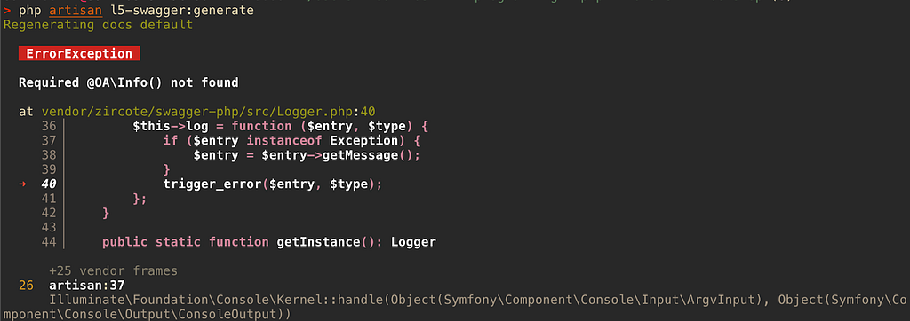 Error when you run swagger generate very first time without any annotations