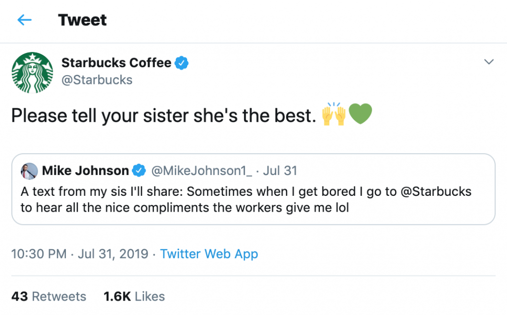 Starbucks' sassy tone in customer support chats