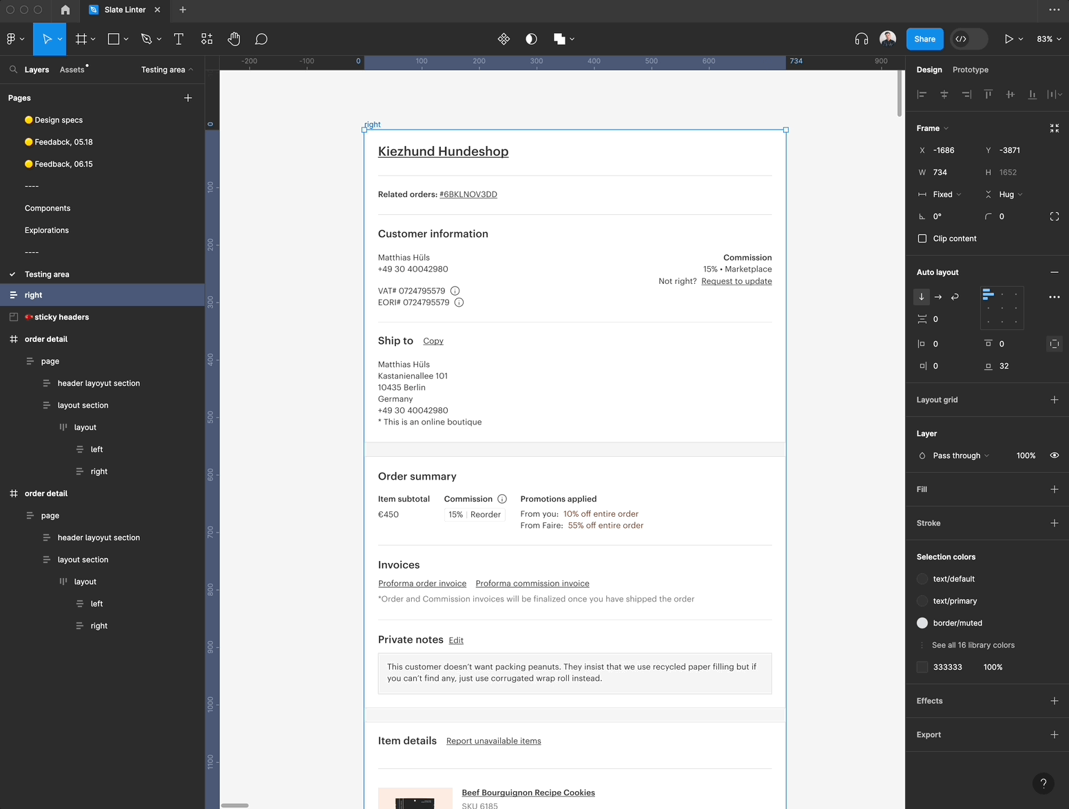 A GIF illustrating how the Slate Assist Figma Plugin pops up in Figma to provide usage scores to help improve design QA.