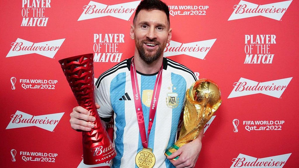 Lionel Messi with the World Cup