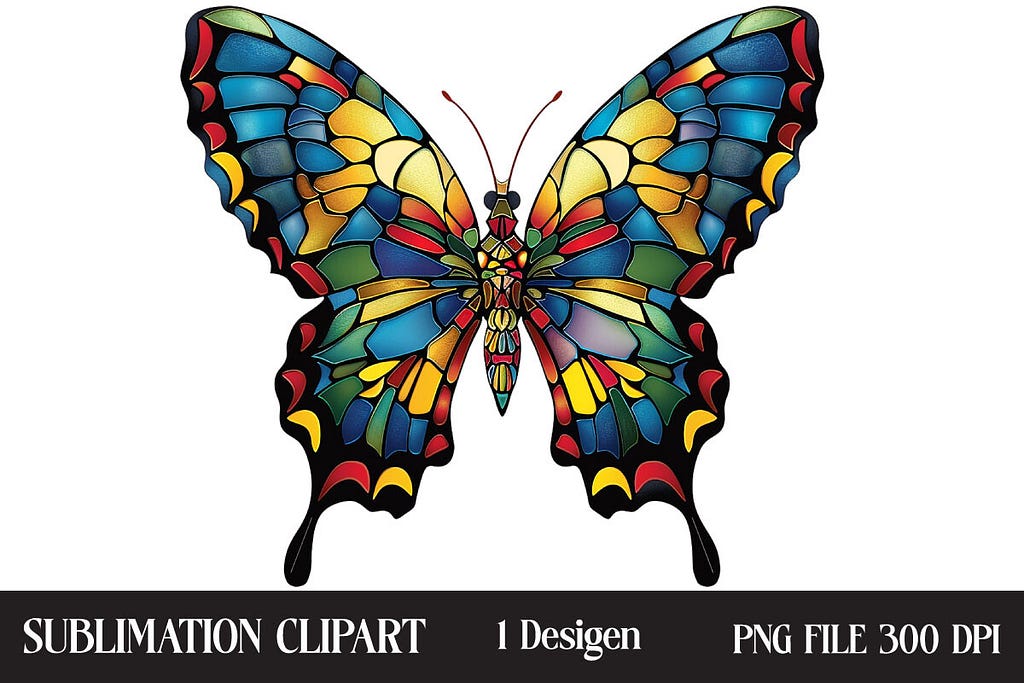 Stained Glass Butterfly Clipart Grafik Druckbare Illustrationen Von Creative Design House