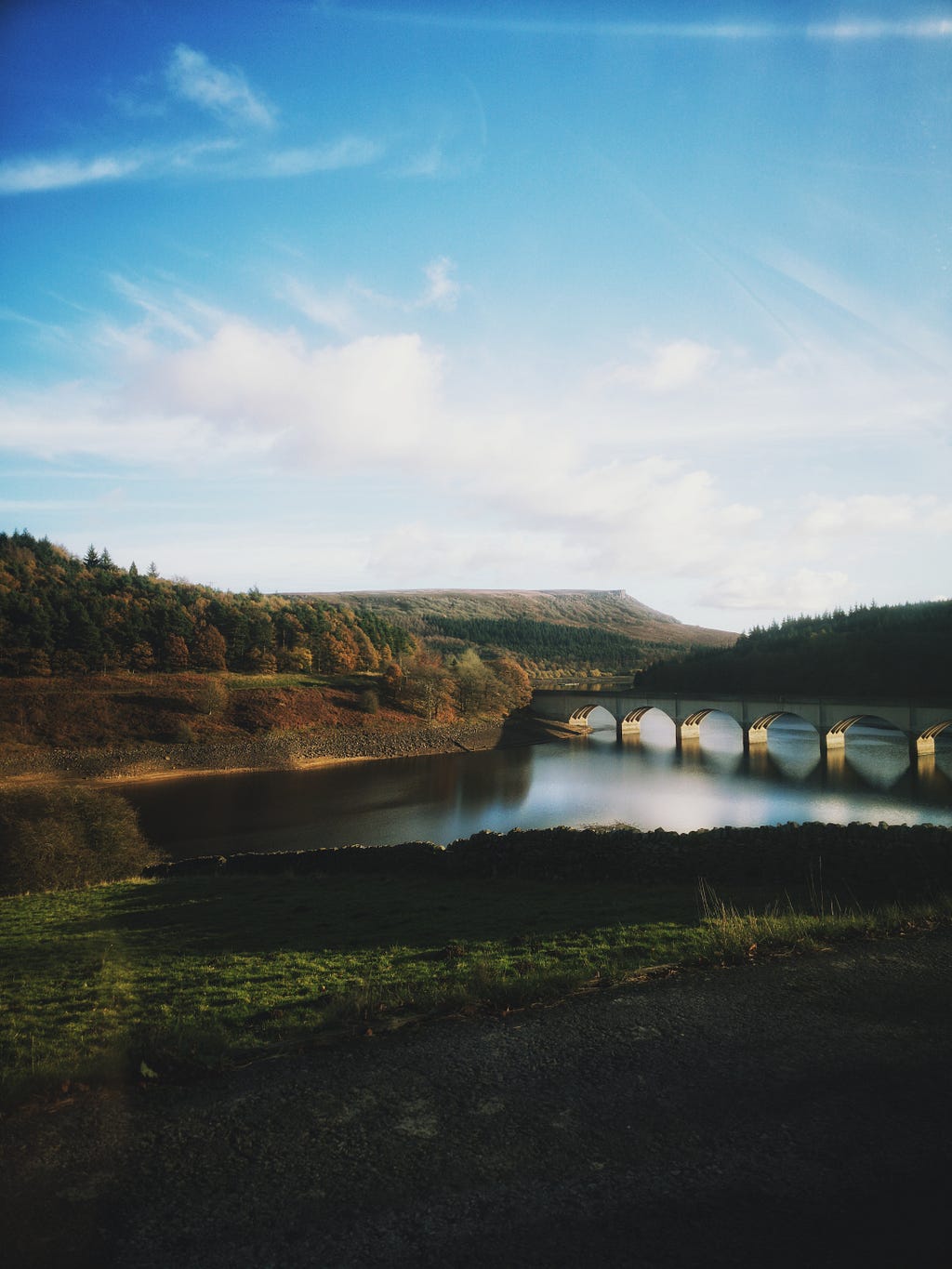 Ladybower Reservoir. Just a bit further along from where we were stuck.