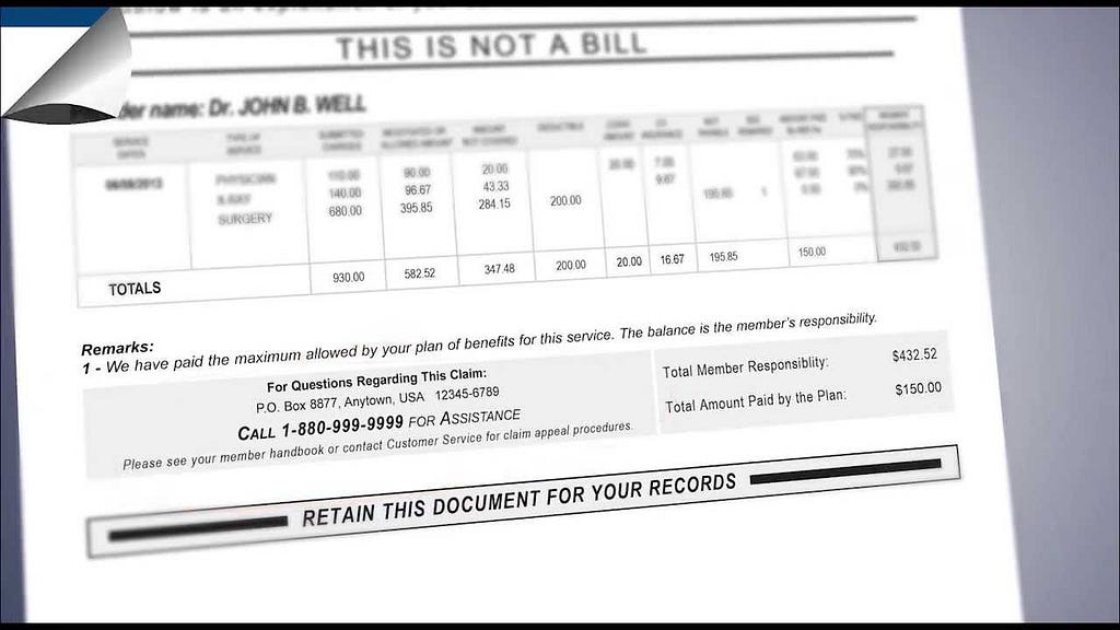 Example of Explanation of Benefits