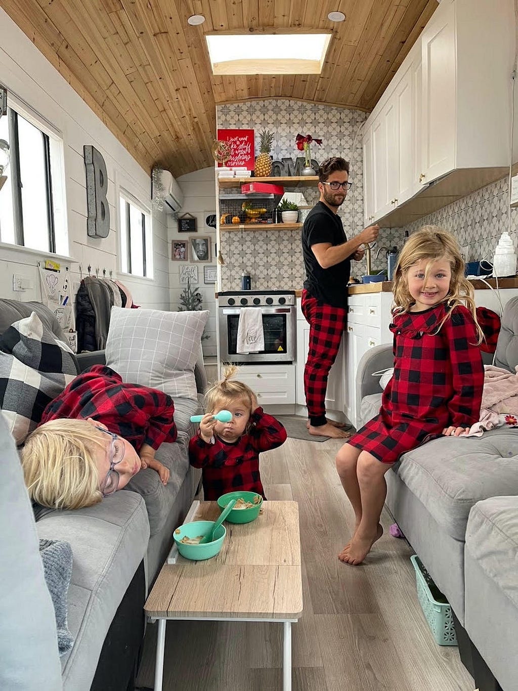 The living room and kitchen are connected.