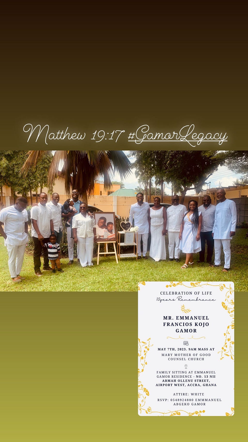 Emmanuel Francois Gamor and Emmanuel Agbeko Gamor (jr) framed picture with family and friends from around the world, Gamor residence at Airport West