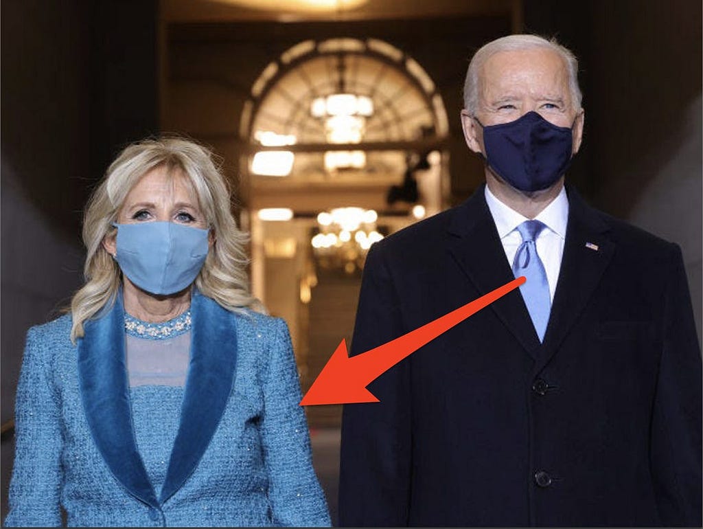 Joe Biden’s tie matches Jill Biden’s outfit.