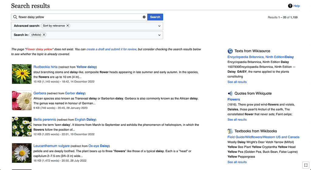 search results page