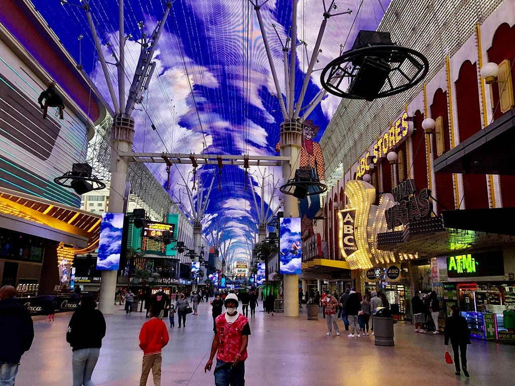 Fremont has a ceiling made of screens.