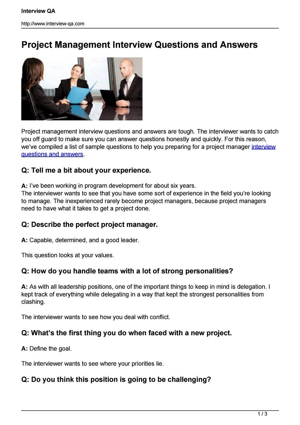 Project Manager Interview Questions