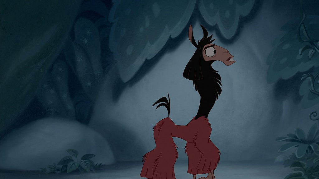 Image of Emperor Kuzco as a llama from Disney’s The Emperor’s New Groove