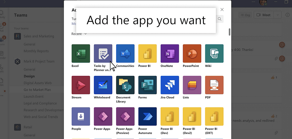 Add an app Microsoft Teams