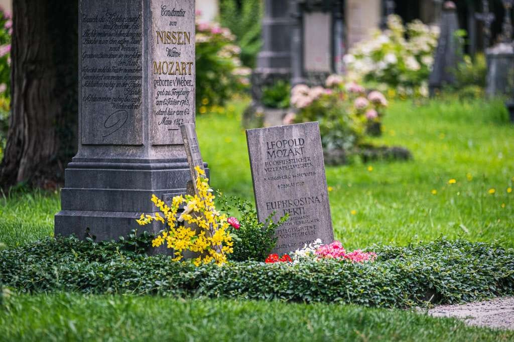 The Mozart family grave at Saint Sebastians Cemetery in Salzburg