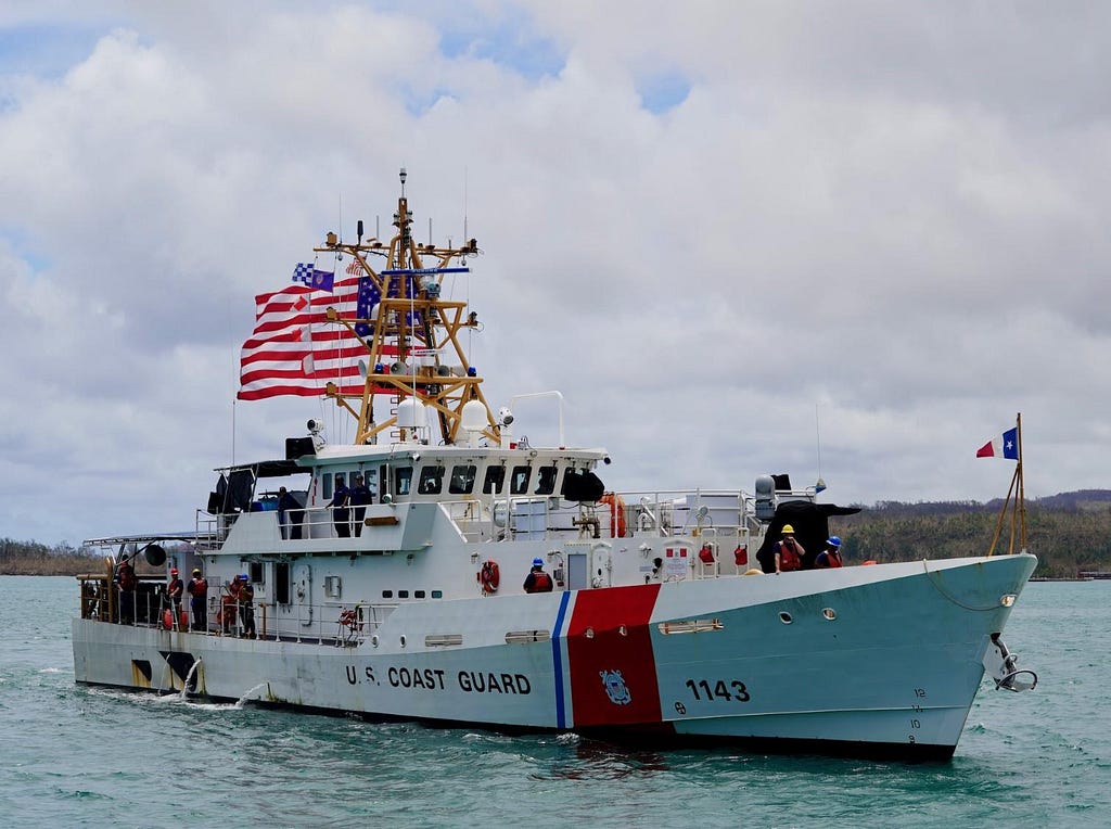 The USCGC Frederick Hatch returns to Guam following Typhoon Mawar, May 28, 2023. Photo by Chief Warrant Officer Sara Muir/U.S. Coast Guard